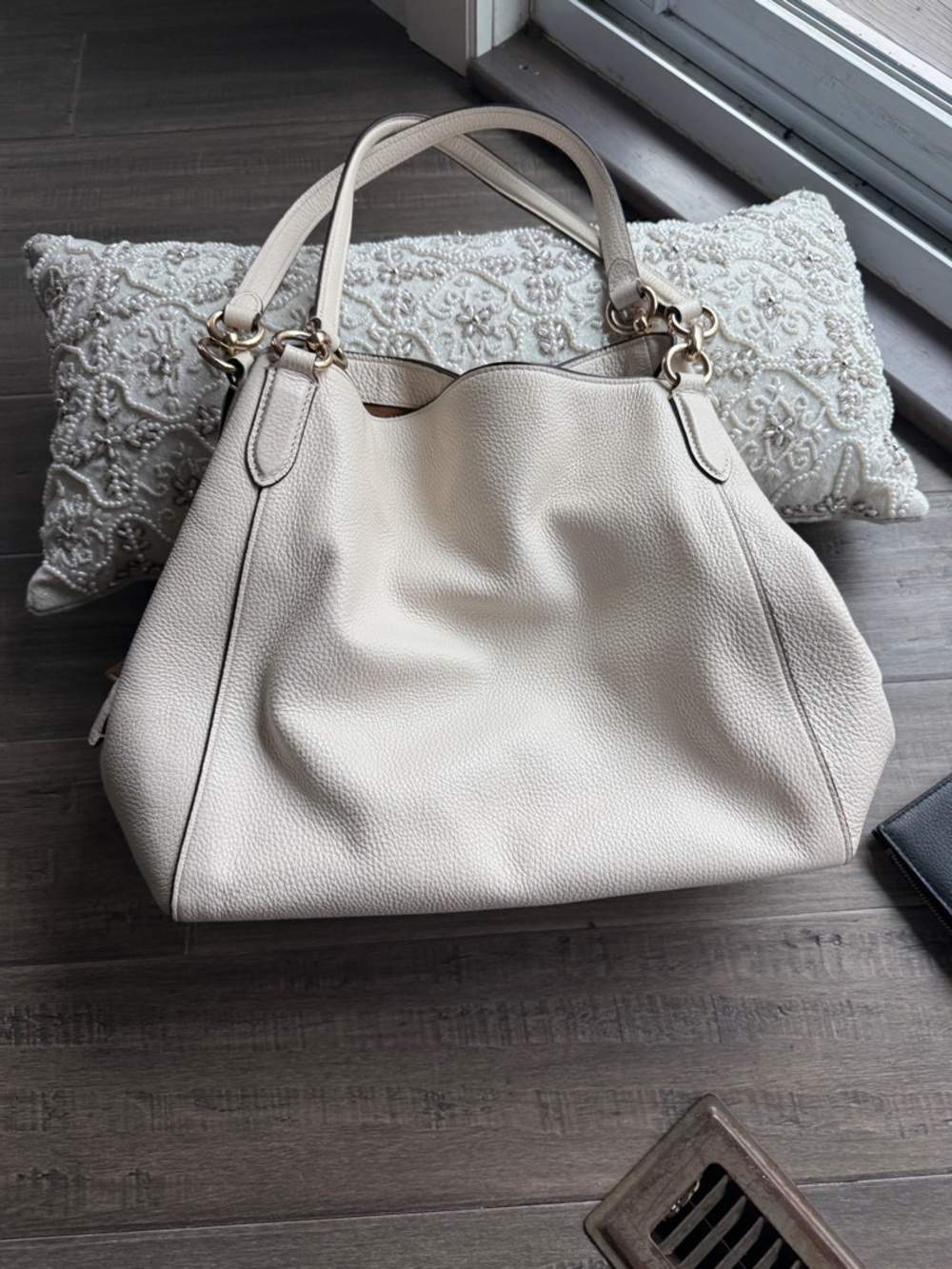 Coach Cream Pebbled Leather Double-Handle Shoulder Bag - Picture 4 of 4